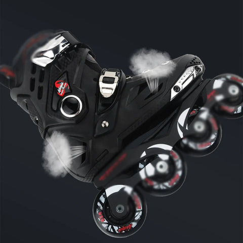 Unisex Carbon Fiber Inline Skates With Safety Ratchet Buckle And Laces, Full Protective PP Shell, Quiet High Speed Bearings And Brakes