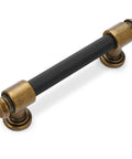 10 Pack Black And Antique Brass Knurled Cabinet Pull, 96mm center, corrosion resistant, close-up view