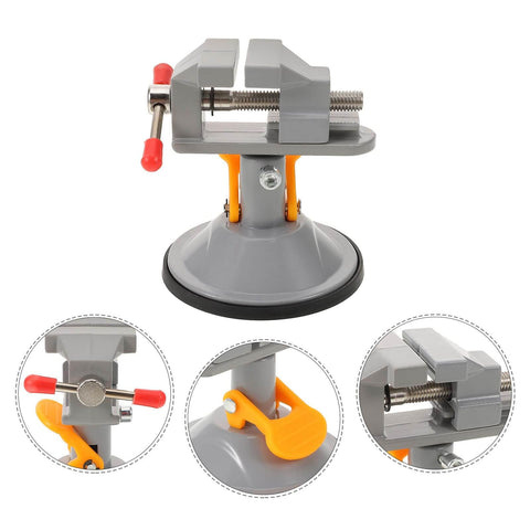 Multi Functional Rotating Bench Vise With Swivel Tabletop Clamp for woodworking, close-up view of vise details.