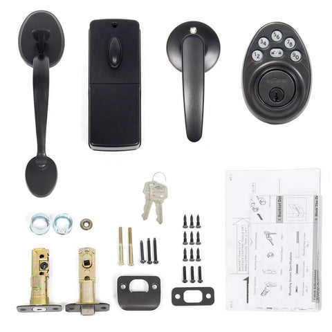 Oil Rubbed Bronze Front Door Lock Set With Keyless Entry And Handle Electronic Keypad Deadbolt Smart Lock For Front Door