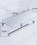 Heavy Duty Double Toilet Paper Holder With Phone Shelf Polished Chrome Dual Roll Tissue Dispenser Solid Brass Wall Mount