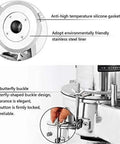 Close-up of Electric Grain Grinder Mill stainless steel liner and butterfly buckle for secure sealing and safety.