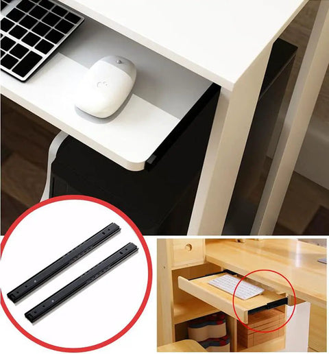 Heavy Duty 16 Inch Drawer Slides 1 Pair Full Extension Under Mount Ball Bearing With Quiet Smooth Action Double Row Steel Balls Hidden Slow Closing Piston Two Fold Setup Built To Last Steel Construction on desk drawer