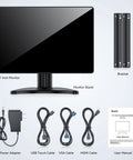 10.1 inch black HD screen with bracket, cables, and manual for 7 To 12 Inch CCTV Security Monitor Screen Black High Definition Display