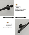 Close-up of Badass Modern Black Stair Handrail For Indoor Outdoor Steps, Rock Solid Wrought Iron, wall mount detail.