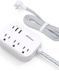 Flat Plug Power Strip With 3 Outlets And 3 USB Ports Including 20W USB C Power Delivery 5Ft Braided Extension Cord Ultra Compact