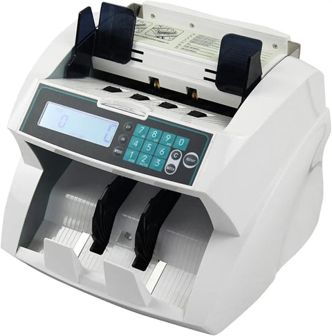 Premium Automatic Money Counter With Top Notch Uv Mg Ir Bill Detection And Blazing Fast Multi Currency Counting For Canada Polymer Cash Worldwide Paper Money Sorted With Zero Hiccup - Close-up view with digital display.