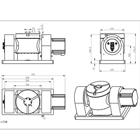Rock Solid Cnc Rotary Axis Featuring Nema 34 Stepper Motor And Harmonic Drive Gearbox For Fourth And Fifth Axis Precision Machining With Sweet 50 To 1 Ratio Killer Shop Upgrade, technical drawing.