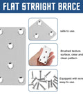 Stainless Steel Furniture Braces Set Flat Straight Brackets For Wood Repair and Fixing, burr-free finish, with screws included
