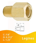 Brass Pipe Fitting Adapter 3/8 NPT Female To 1/4 NPT Male Reducing Fitting Heavy Duty High Pressure Up To 1200 Psi Pack Of 2