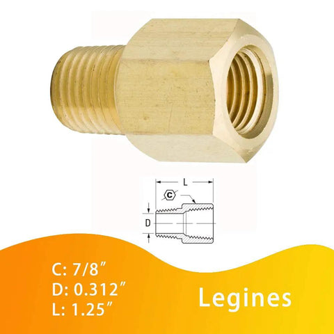 Brass Pipe Fitting Adapter 3/8 NPT Female To 1/4 NPT Male Reducing Fitting Heavy Duty High Pressure Up To 1200 Psi Pack Of 2