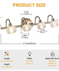Product dimensions for Modern 4 Light Bathroom Vanity Light Over Mirror with Crystal Glass Shade LED Wall Fixture