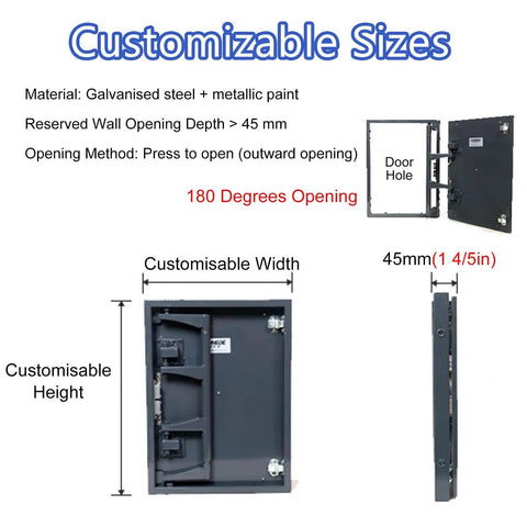 Metal Access Panel For Plumbing With Hidden Magnetic Catch Tileable Design And 19.7 By 11.8 Inches Fit Durable Inspection Door showcasing customizable sizes and 180 degrees opening