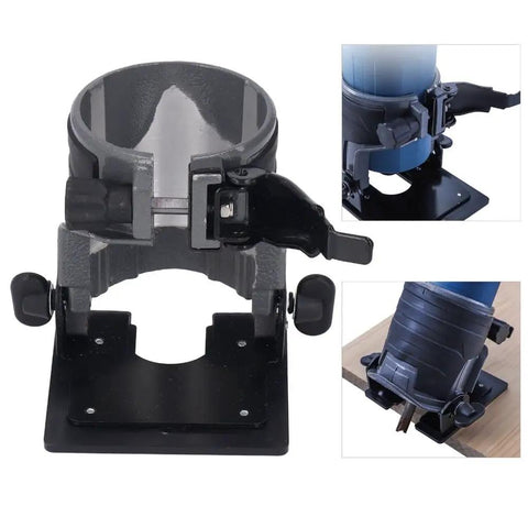 Kickass Adjustable Aluminum Router Base For Woodworking Crews Clean Edge Profiling And Precision Bevel Cuts Heavy Duty Trimming Rig with visible tilt control features.