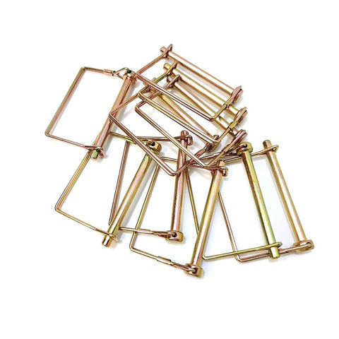 10 Pack 5/16 Inch Trailer Coupler Wire Lock Pins Gold, 4 Inch Long, Heavy Duty Zinc Plated Carbon Steel Trailer Hitch Pins Built Tough For Secure Towing