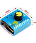 3 Channel RC Servo Tester And ESC Checker With Digital Multi-Mode Control Manual Speed Neutral Return And Auto Window Wiper Swing, blue box with knob and measurements