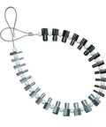 Nut And Bolt Thread Checker Set With 26 Male And Female Gauges SAE Inch And Metric Quick Size And Pitch Verification For Nuts And Bolts Complete Gauge Kit For Pros And DIY Projects arranged on wire loop.