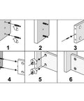Image showing step-by-step instructions for using the 50 Pack Straight Up Heavy Duty 15X12MM Cam Fitting Dowel Kit.