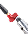 One Quarter Inch NPT 360 Degree Swivel Air Hose Connector Two Pack For Pneumatic Tools And Industrial Air Fittings With Quick Change Adapters To Prevent Kinking And Cut Fatigue For Pros And DIYers, red aluminum on hose