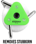 Top view of Adjustable Three Jaw Oil Filter Wrench with green non-slip grip and OEMTOOLS branding, fits spin-on filters.