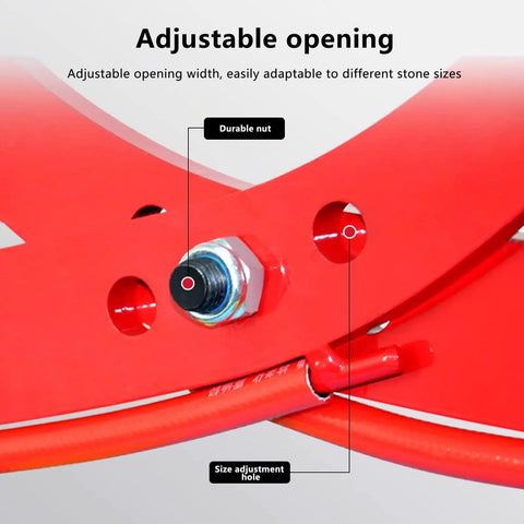 Close-up of adjustable opening on Heavy Duty Stone Lifting Clamps for smooth slab transport with durable nut and size adjustment hole.