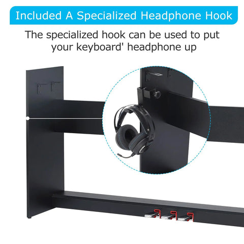 Wooden Keyboard Stand With Three Pedal Unit System For Roland FP30 FP30X Digital Pianos with headphone hook attachment