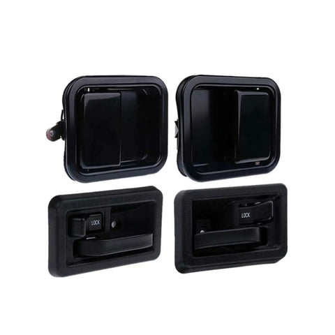 Premium Black Interior Door Handles For Jeep Wrangler 1991 To 2004 Front Pair Kit Replaces 55176383ae 55176382ae Durable Knob And Latch Set, black plastic pair