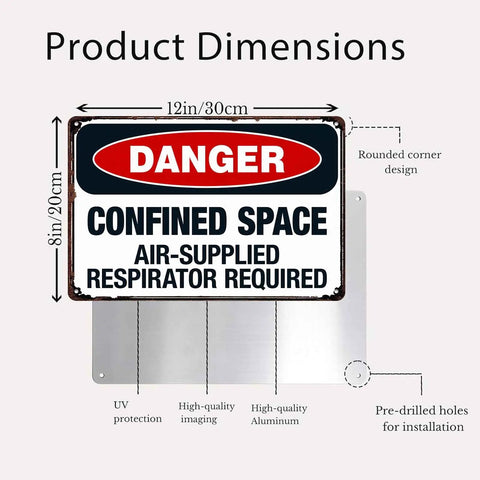 Vintage Danger Confined Space Metal Sign 8x12 Inch Wall Decor For Garage Home Bar Kitchen Office Porch Dope Industrial Vibe Durable Metal Wall Art For Man Caves, 12x8 in aluminum