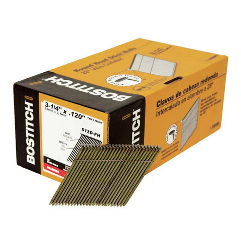 Box of Framing Nails 28 Degree Wire Weld 3 1/4 Inch By 0.120 Inch 2000 Pack For Heavy Duty Wood Framing And Construction Projects