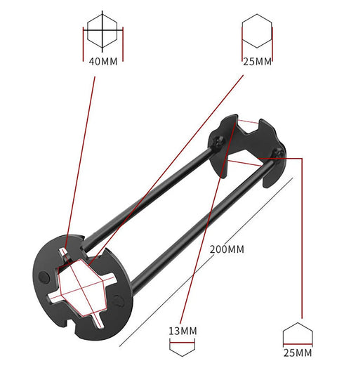 Two Pack 4 In 1 Sink Wrenches Carbon Steel Outer Hex Nut Wrenches dimensions diagram for maintenance installation
