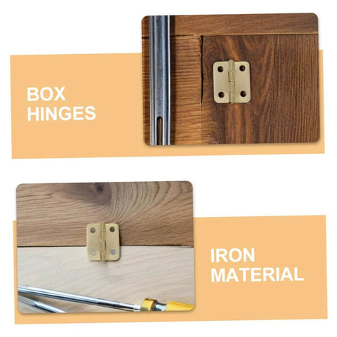 Small Decorative Iron Hinges With Screws For Jewelry Boxes And Dollhouse DIY Crafts 40pcs 270 Degree Miniature Hinges Yellow Finish Concealed Micro Size Cabinet Hardware Accessories SEWOART
