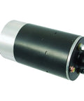 New Reversible 12V Tang Shaft Motor For Truck Tarp Covers Compatible With Superwinch And Snowbear 1102D 1110 1307 1646 90 33293 SW801 005A W 8023 Replacement Part shown angled with bolts and connectors