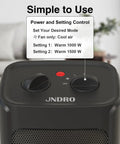 Close-up of control panel on Two In One Portable Space Heater With 1500W And 1000W Settings, Quiet Ceramic Heater with fan and settings dial