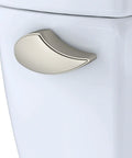 Trip Lever Replacement Brushed Nickel For ST743S Toilet Easy Install Handle on white tank, durable metal construction
