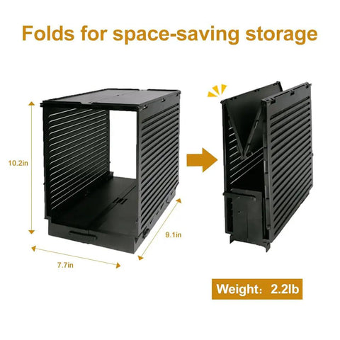Model Shelf Stand And Plate Organizer For Hobby Kit Builders, Plastic Parts Rack, Tool Storage Caddy For Model Kits And Action Figure Accessories, No Fuss Easy Assembly, PMKJ010 folds for storage, 10.2in x 7.7in x 9.1in