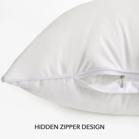 Close-up of 12x20 Outdoor Pillow Inserts Pack Of 2 Waterproof Square Throw Pillows with hidden zipper opening