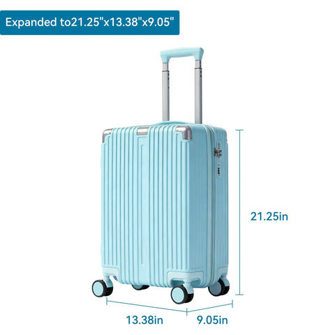 20 Inch Carry On Luggage With Spinner Wheels USB Port Expandable Hard Shell Suitcase Lightweight Travel Gear Airline Approved Mint Blue For Men And Women