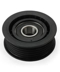 Heavy Duty Serpentine Drive Belt Tensioner Pulley Kit Fits Dodge Ram 1500 3.6L V6 Engine Automatic Adjustment Stops Squealing Slipping Keeps Ride Smooth Reliable For Long Distances No Hassle On The Road Today black pulley close-up with bearing
