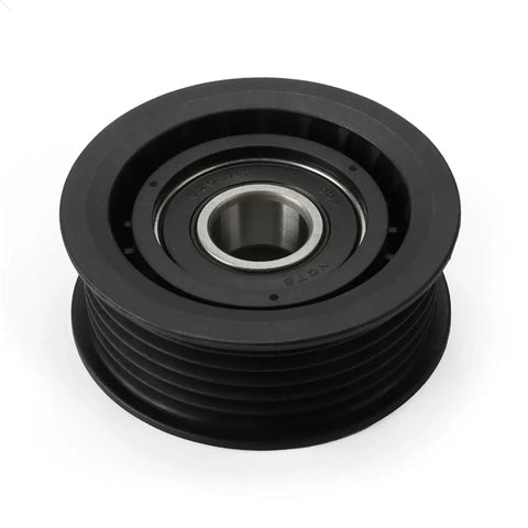 Heavy Duty Serpentine Drive Belt Tensioner Pulley Kit Fits Dodge Ram 1500 3.6L V6 Engine Automatic Adjustment Stops Squealing Slipping Keeps Ride Smooth Reliable For Long Distances No Hassle On The Road Today black pulley close-up with bearing