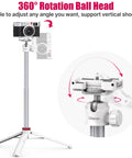 Extendable Phone Tripod And Selfie Stick For Vlogging with 360° ball head and camera mount, 59-Inch Portable 2-In-1 Clip Stand