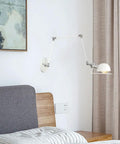 Top Shelf Heavy Duty Metal Swing Arm Wall Sconce Featuring Smooth Adjustable E27 Bulb Socket For Modern Bedrooms And Hallways, white shade.
