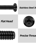 Heavy Duty Flat Head Socket Head Screws With Black Oxide Finish Solid Stainless Steel Furniture Bolts with flat head and precise thread.