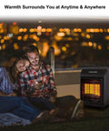 Couple outdoors using Portable Propane Radiant Heater With 18000 BTU For Warmth Up To 450 Sq Ft Ultra Quiet LP Gas Heater