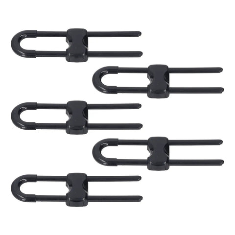 Five black U Shaped Cabinet Locks Five Pack Durable Adjustable Latches for Kid Safe Home and Kitchen use