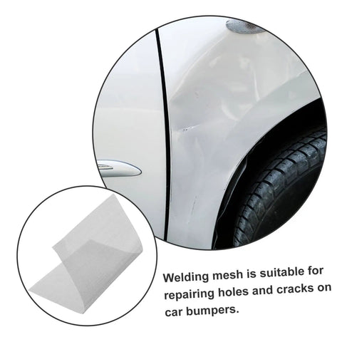 Stainless Steel Bumper Repair Mesh Kit Two Pack For Quick Fixes On Plastic Holes And Cracks Heavy Duty Durable Reinforcing Mesh shown fixing car bumper