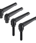 4Pcs Top Shelf Clamp Lever Adjustable Handle Set With M8 Male And Female Threads Quick Release Design Matte Black Finish Shop Ready Rig For Lathe And Machine Tools, black alloy levers with M8 threads.