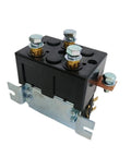Heavy Duty Dc182 12V Contactor For Excavator And Forklift, industrial black relay switch with metal bracket.