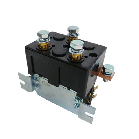 Heavy Duty Dc182 12V Contactor For Excavator And Forklift, industrial black relay switch with metal bracket.