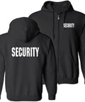 Security Zippered Hoodie Sweatshirt 2XL Black With White ID 80 Percent Cotton And 20 Percent Polyester Fleece Lined Inside
