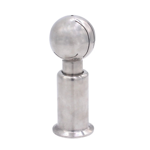 Front view: DERNORD stainless steel CIP spray ball on mounting stem with base, 1.5-in. tri-clamp connection, 360° spray